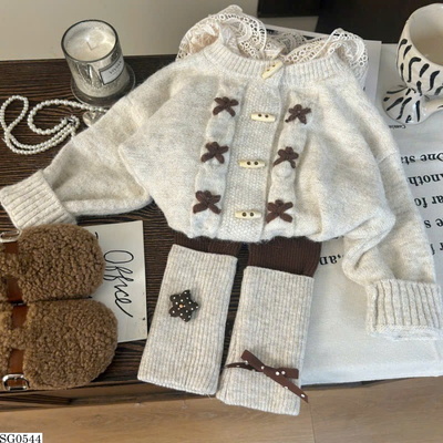 SG0544 SET LEN NƠ ÁO KHOÁC PHỐI QUẦN BG