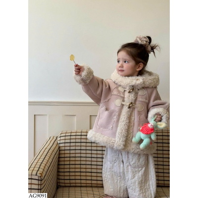 AG9091 ÁO KHOÁC DA LỘN HỒNG CÚC GỖ