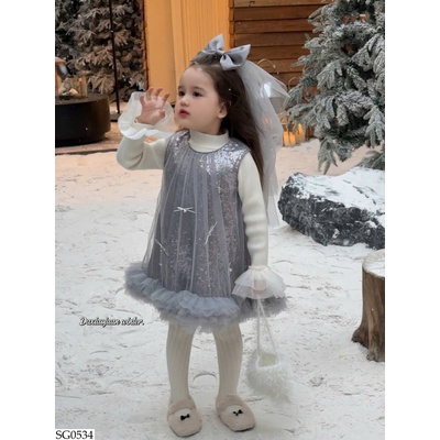 SG0534 SET ÁO GIỮ NHIỆT MIX VÁY PHỐI VOAN BG