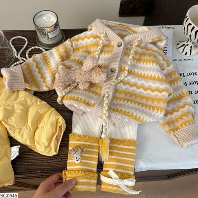 SG0546 SET ÁO LEN KẺ MIX QUẦN LEGGING