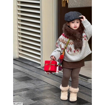 SG0557 SET ÁO LEN HỌA TIẾT MIX CHÂN VÁY  