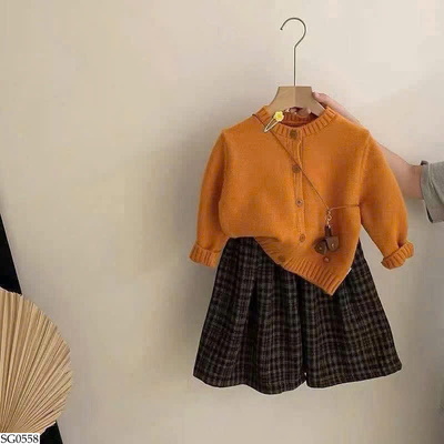 SG0558 SET ÁO CARDIGAN MIX QUẦN KẺ ỐNG RỘNG