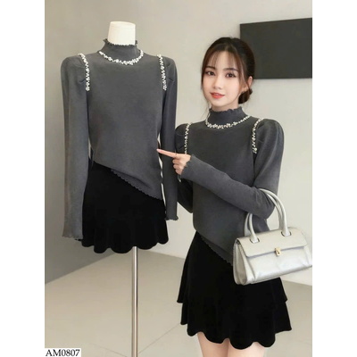 AM0807 ÁO LEN CỔ 3P MIX NGỌC ANNA