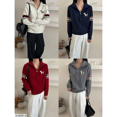 AM0814 ÁO LEN CÚN PHỐI SỌC TAY