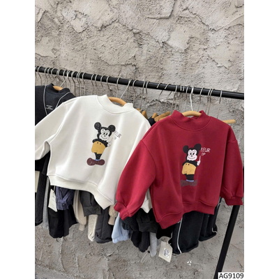 AG9109 ÁO NỈ MICKEY CỔ 3P LÓT LÔNG CỪU