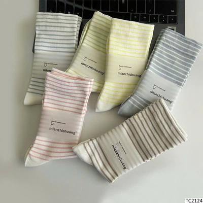 TC2124 SÉT 6 ĐÔI TẤT COTTON KẺ CỔ CAO