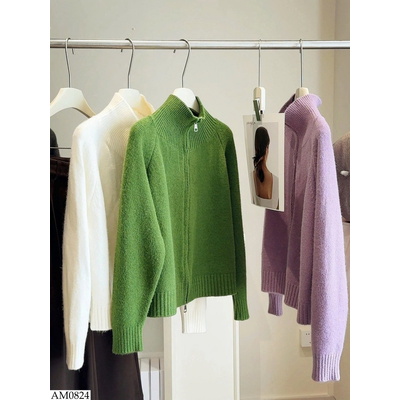 AM0824 ÁO LEN KHOÁC CỔ CAO ZIP 2 CHIỀU ANNA