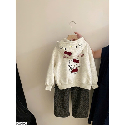 SG0592 SET ÁO KHOÁC NỈ KITTY MIX QUẦN DA BEO