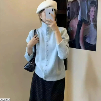 AM0865 ÁO LEN CÚC CAO CỔ ANNA