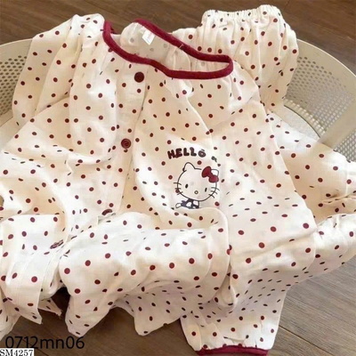 SM4257 BỘ DÀI TAY KITTY CHẤM BI NỮ