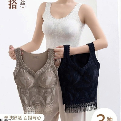 DL3652  ÁO LÓT  GIỮ NHIỆT SÁT NÁCH PHỐI REN TUA RUA