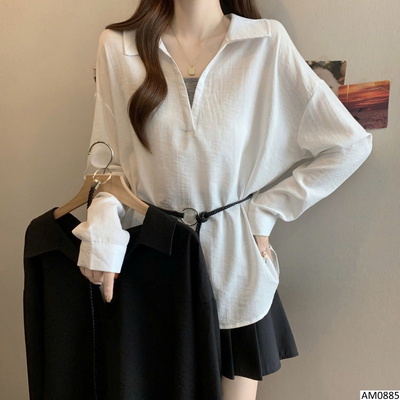 AM0885 ÁO SƠ MI CỔ XẺ FORM RỘNG