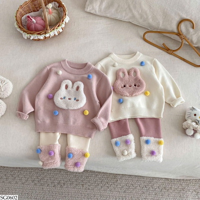 SG0602 SET ÁO LEN THỎ MIX QUẦN LEGGING BG