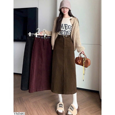 VM3481 CHÂN VÁY MIDI NHUNG