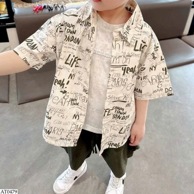 AT0479 ÁO SƠ MI HỌA TIẾT CHỮ