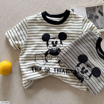 AT0490 ÁO PHÔNG KẺ MICKEY CHO BÉ