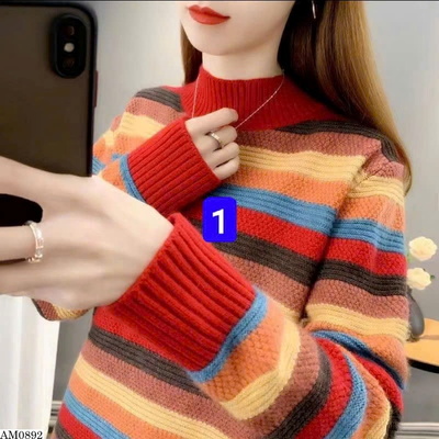 AM0892 ÁO LEN SỌC NGANG NHIỀU MÀU