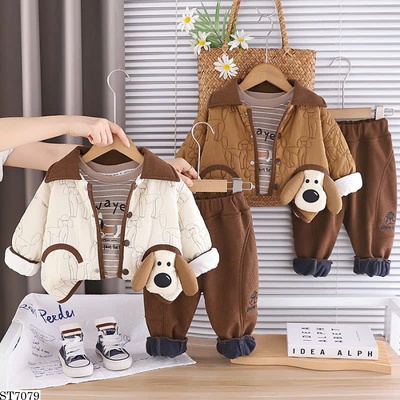 ST7079 SET 3 MÓN QUẦN ÁO HỌA TIẾT CHÚ CHÓ  BT
