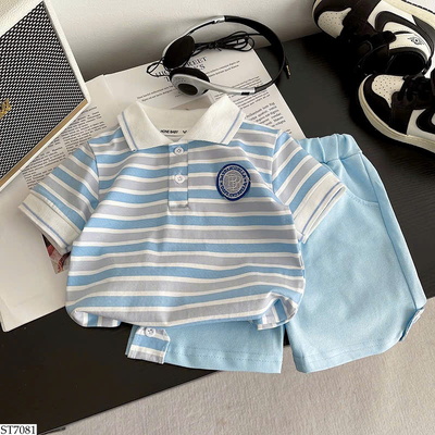 ST7081 BỘ SHORT KẺ CHO BÉ 