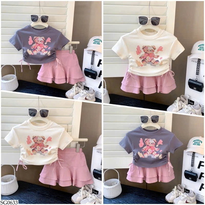 SG0633 SET ÁO RÚT EO PHỐI CHÂN VÁY CHO BG