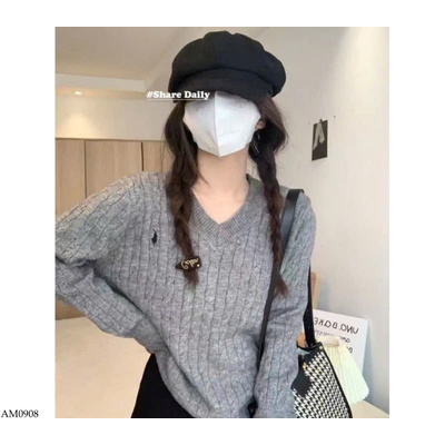 AM0908 ÁO LEN CỔ V DÀI TAY CHO NỮ