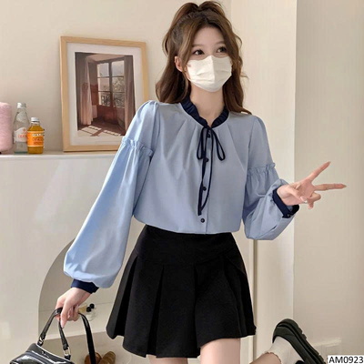 AM0923 ÁO SƠ MI NƠ CỔ TIỂU THƯ TAY PHỒNG