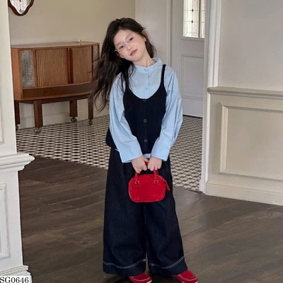 SG0646 SET 3 MÓN ÁO SƠ MI KÈM ÁO LEN PHỐI QUẦN JEANS