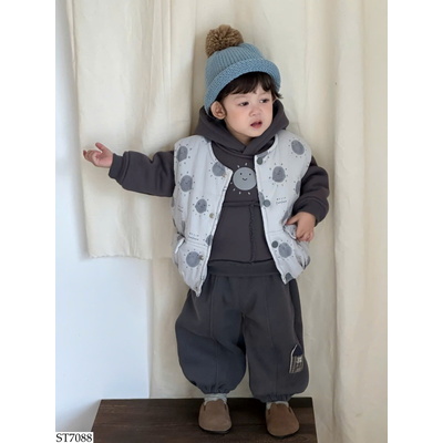 ST7088 SÉT HOODIE GẤU XÁM LÓT LÔNG CỪU