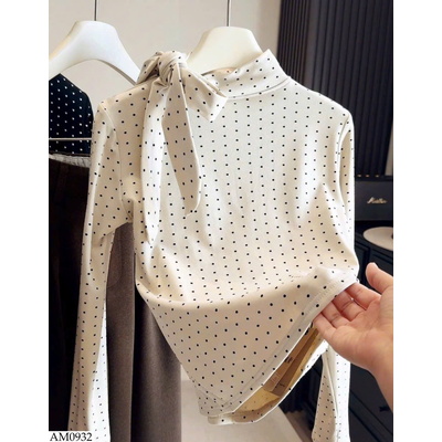 AM0932 ÁO CHẤM BI NỮ CỔ NƠ ANNA