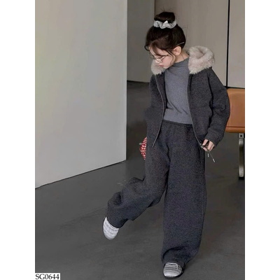 SG0644 BỘ KHOÁC NỈ MŨ LÔNG BG