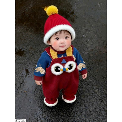 ST7084 SET ÁO LEN MIX YẾM LÔNG CHO BÉ