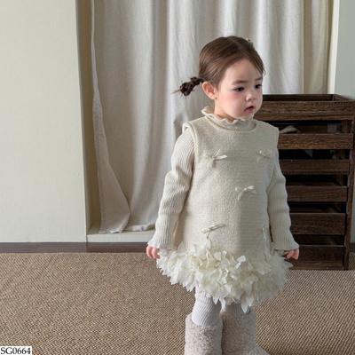 SG0664 SET ÁO LEN MIX VÁY NƠ BG