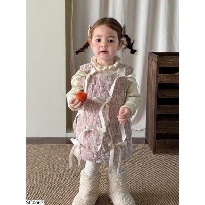 SG0667 SET ÁO LEN MIX VÁY NƠ BG