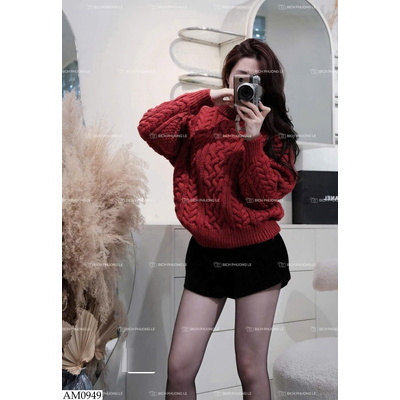 AM0949 ÁO LEN VẶN THỪNG CỔ TRÒN