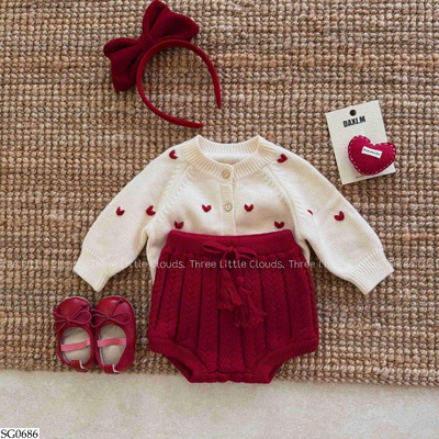 SG0686 SET ÁO LEN TIM MIX SHORT ĐỎ BG