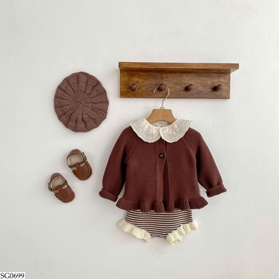 SG0699 SET ÁO LEN MIX QUẦN KẺ SZ NHÍ