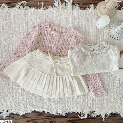 AG9151 ÁO LEN CARDIGAN HỒNG SZ NHÍ