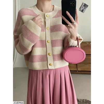 AM0966 ÁO LEN CARDIGAN KẺ NỮ