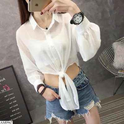 AM0967 ÁO SƠ MI VOAN BUỘC EO CHO NỮ