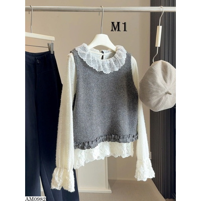 AM0982 SET ÁO GILE PHỐI ÁO REN ANNA