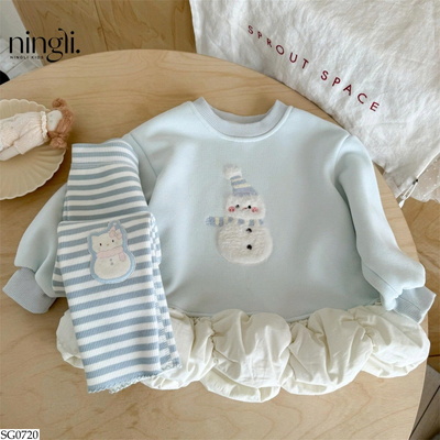 SG0720 SET ÁO ĐUÔI BỒNG MIX QUẦN SỌC NINGLI