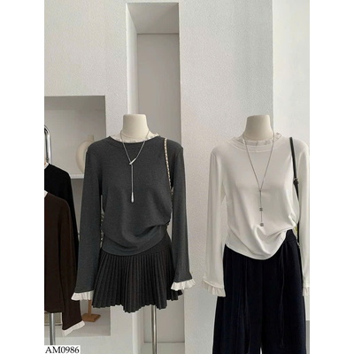 AM0986 ÁO THUN MIX TAY CỔ