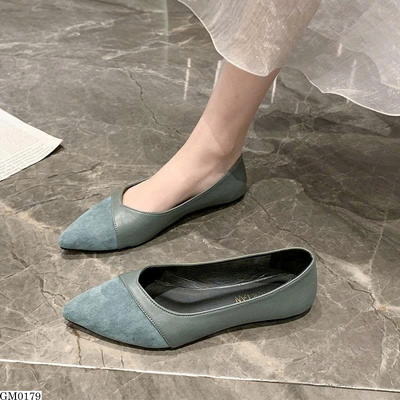 GM0179 GIÀY BÚP BÊ MŨI NHỌN PHỐI DA