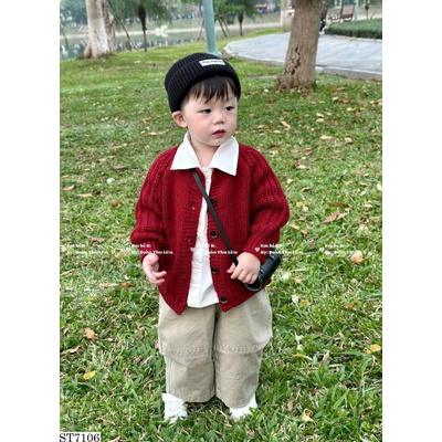 ST7106 SET ÁO LEN CARDIGAN PHỐI QUẦN KAKI  BT