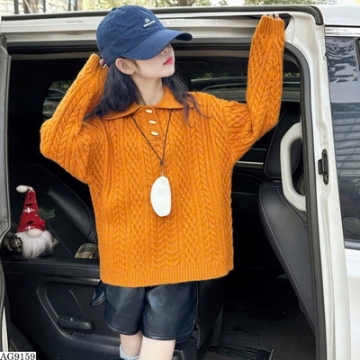 AG9159 ÁO LEN CỔ POLO MÀU CAM BG