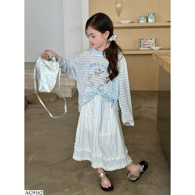 AG9162 ÁO KITTY KẺ MÀU CHO BÉ GÁI 