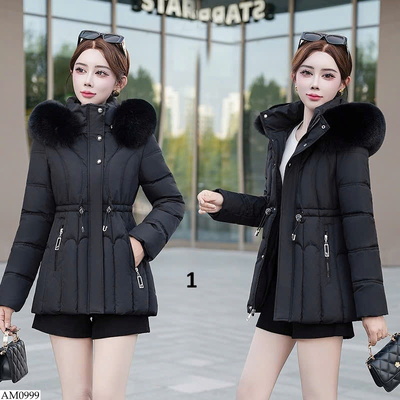 AM0999 ÁO KHOÁC PHAO MŨ LÔNG NỮ