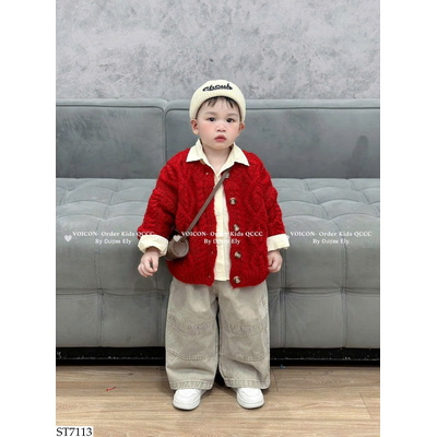 ST7113 SET ÁO LEN ĐỎ MIX QUẦN DÀI BT