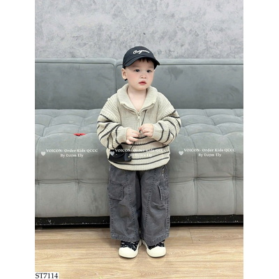 ST7114 SET ÁO LEN KẺ MIX QUẦN CÚN BT
