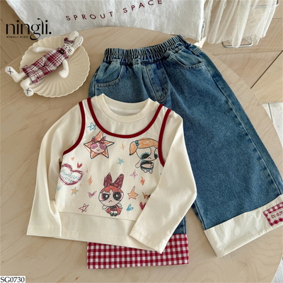 SG0730 SET ÁO GIẢ 2 MẢNH MIX QUẦN JEAN NINGLI
